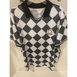 Athletic Works Mens XL Soccer Jersey Checkerboard Black White‎ Short Sleeve Polo